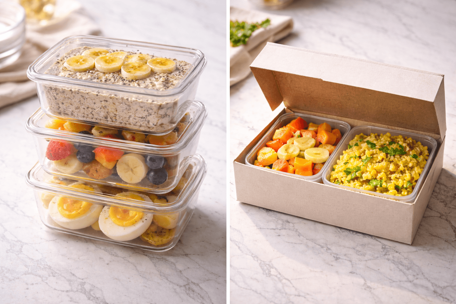 Comparison of meal prep containers vs delivered breakfast box